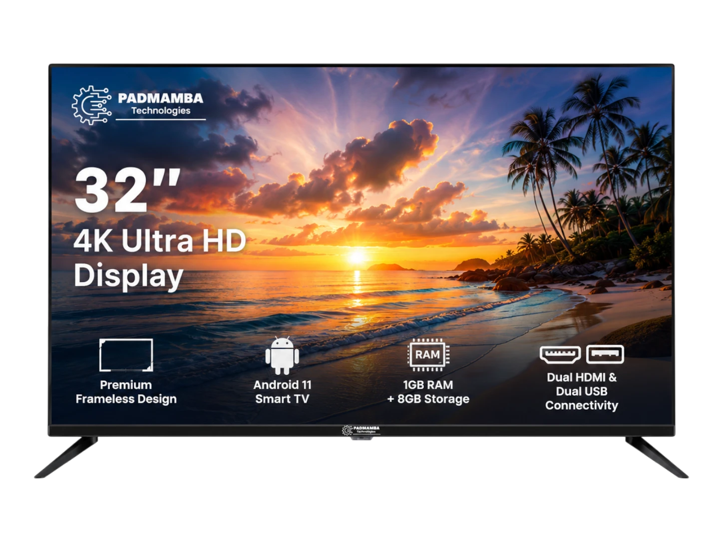 Padmamba Technologies LE32PTS8FL 32" 4K Android Smart LED TV