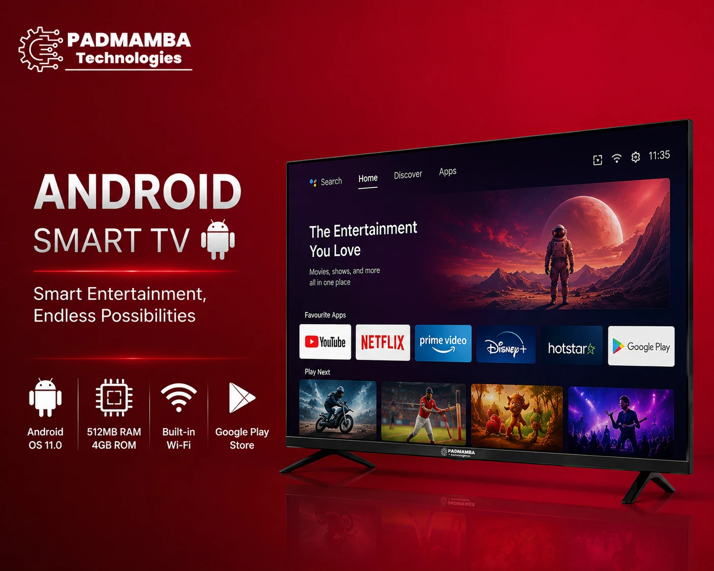 Padmamba Technologies LE40PTS4FLF 40" Full HD Smart LED TV 5