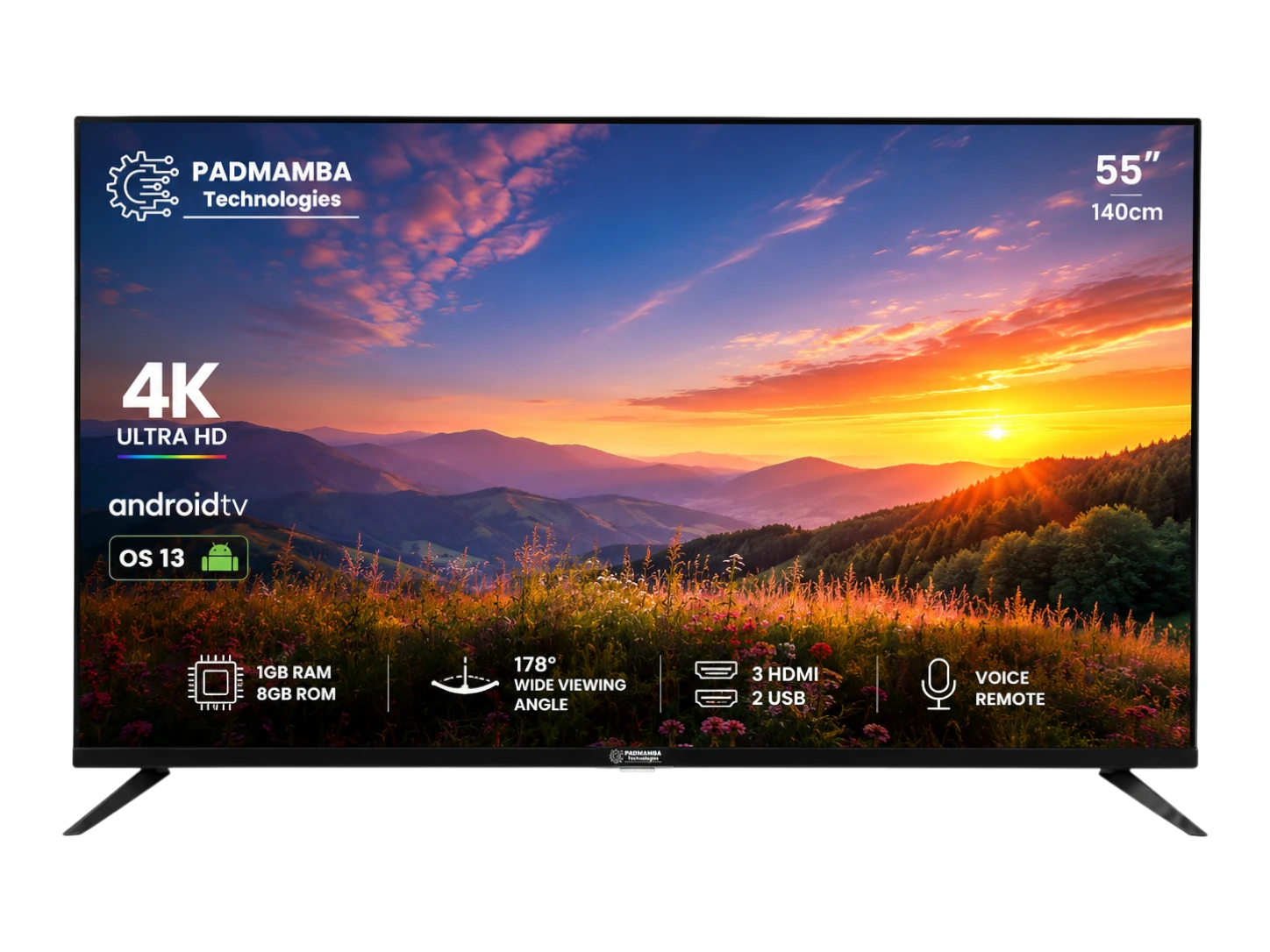 Padmamba Technologies LE55PTS8FLU 55" 4K Android Smart LED TV